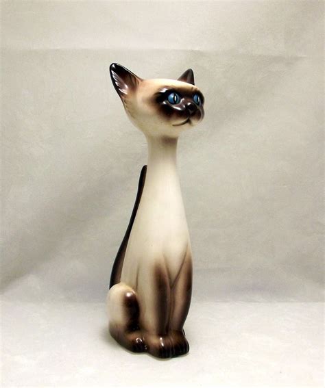 Vintage Lefton Ceramic Siamese Cat Figurine Retro Mid Century Modern