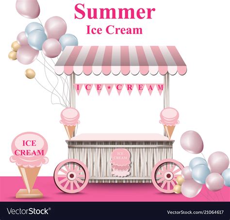 Ice Cream Stand With Balloons Summer Royalty Free Vector