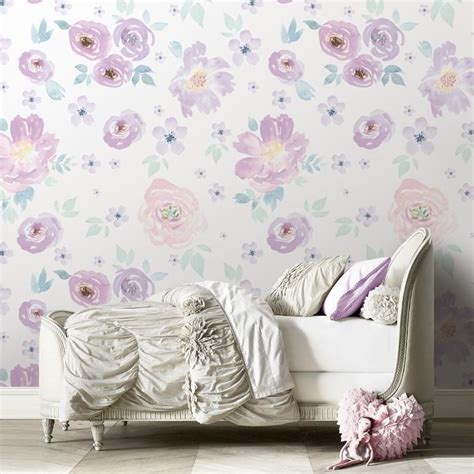 Watercolor Floral Repositionable Removable Wallpaper Peel And Stick