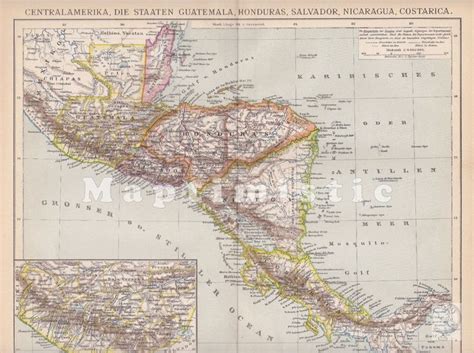 1903 Political Map Of Central America With Honduras