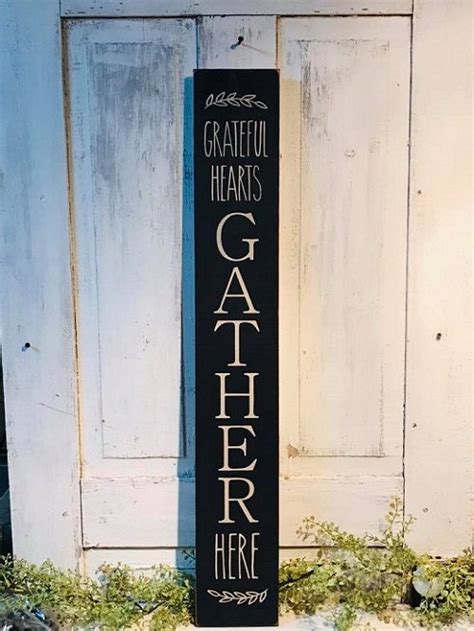 Grateful Hearts Gather Here Primitive Wood Sign Country Wood Signs