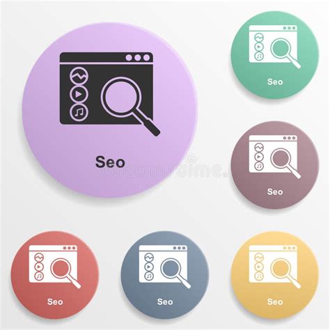 Online Marketing Seo Badge Color Set Icon Simple Glyph Flat Vector