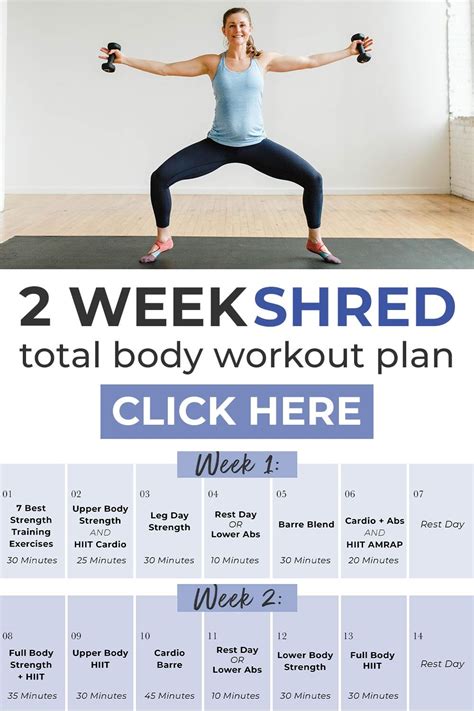 Day Challenge Week Home Workout Plan Nourish Move Love Shred Workout Workout Plan