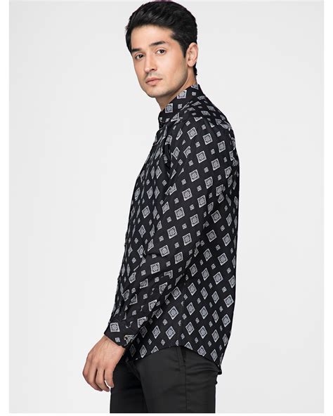 Black And White Diamond Printed Shirt By Green Hill The Secret Label