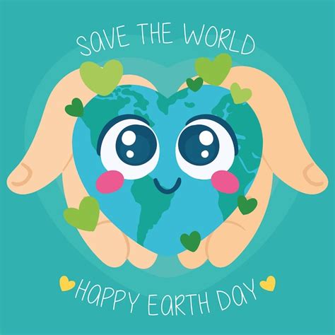 Dibujos Animados De Planeta Tierra Feliz Con Forma De Corazón Feliz Día