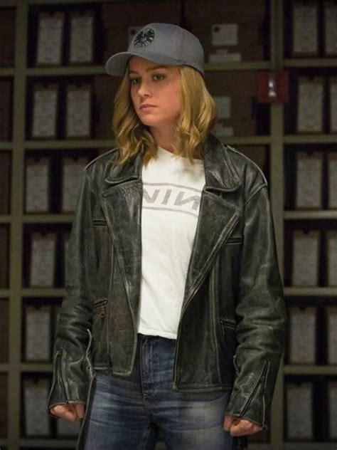 Jackson for press, not being invited to join his italy trips with. Brie Larson Captain Marvel Distressed Leather Jacket ...