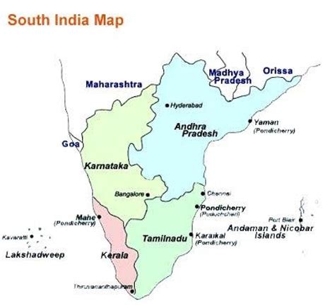 South India Map With Cities Map Of South India With Cities Southern