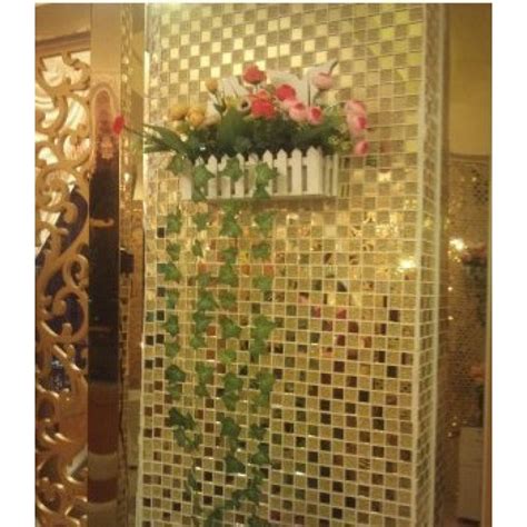 This project took about 3 hours, applying the grout and cleaning the. Mirror Tile Backsplash Gold Crystal Glass Mosaic Wall ...