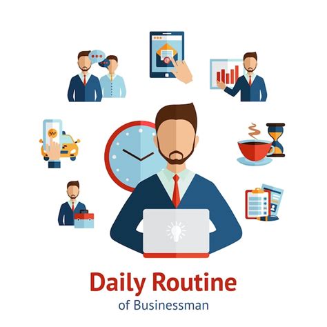 Free Vector Businessman Daily Routine Concept Poster