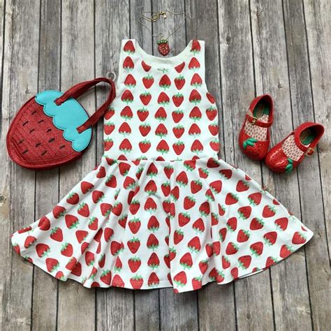 Strawberries For Everyone This Delicious Looking Strawberry Themed Play Dress Is Made Of A