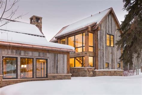 Metal Glass And Wood Homes In Snow Modern House Designs