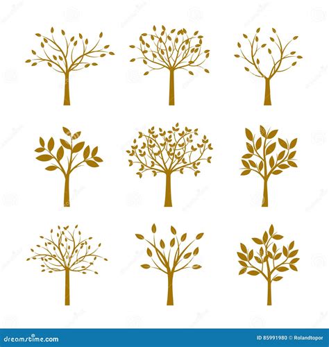 Set Of Golden Trees Stock Vector Illustration Of Forest 85991980