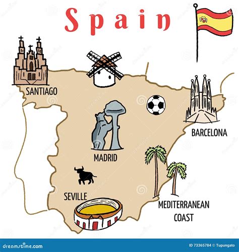 Spain Map Stock Vector Illustration Of Coast Travel 73365784