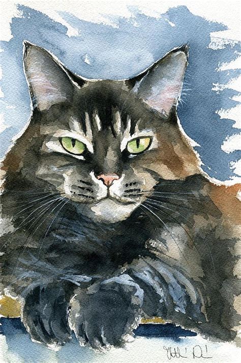 Pet Portraits Painting Mod Cat Painting By Dora Hathazi Mendes