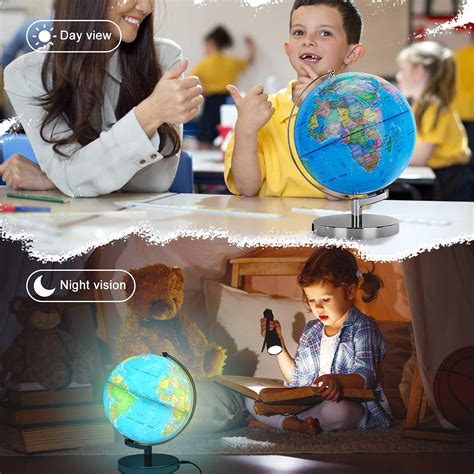 Buy Poocci Illuminated World Globe For Kids With Stand 6in1 Rewritable