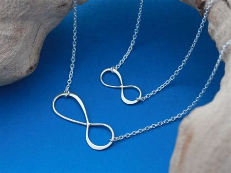 set mother daughter necklace sterling silver nfinity necklace etsy