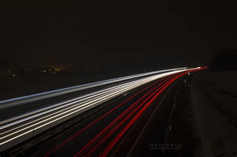 Wallpaper Landscape Lights Night Car Road