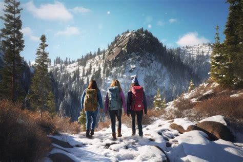 Premium Ai Image Friends Ventured Into The Great Outdoors For A Brisk