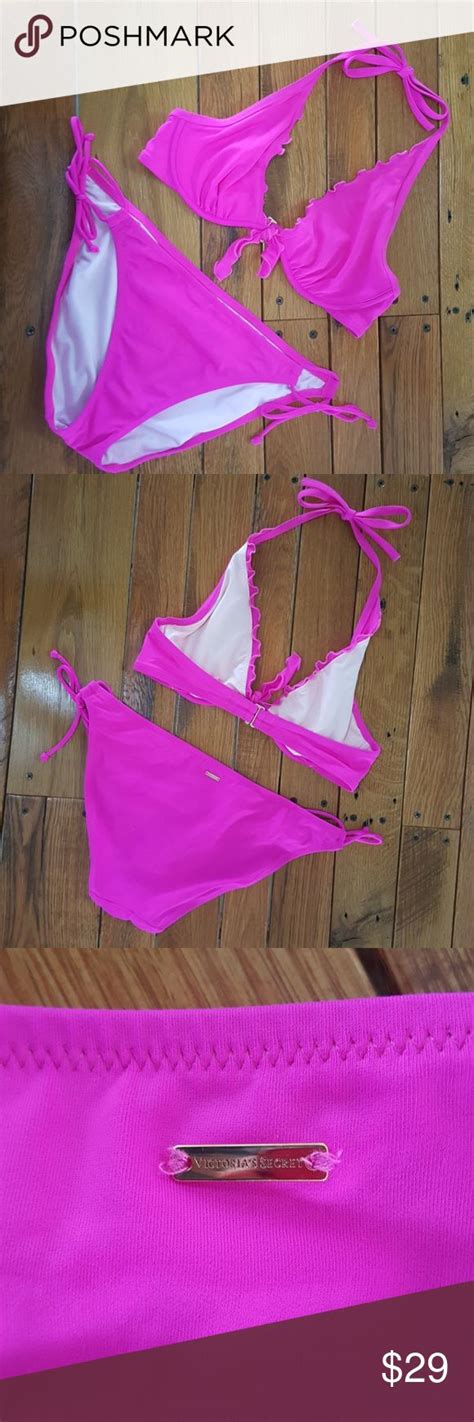 Victorias Secret The Bow Bikini Pink Sz 36c Lg Bikinis Bow