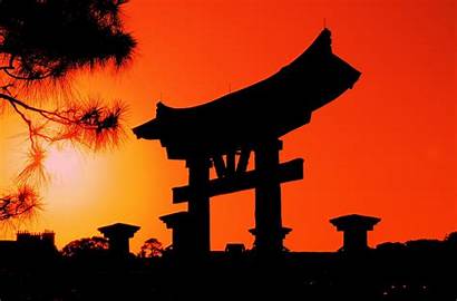 Japan Sunset Silhouette Torii Gates Wallpapers Oriental