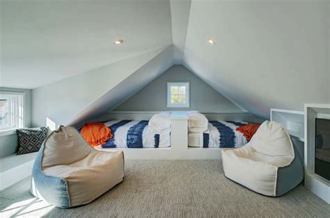 A Nautically Inspired Nantucket Beach Cottage Getaway Attic Bedroom