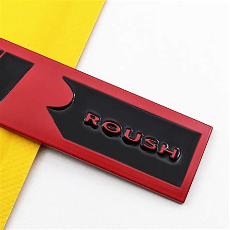 3d Metal Red And Black Roush Car Emblem Letter Turbo Logo Racing Coupe