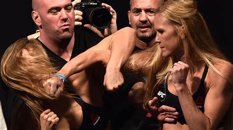 Video Ronda Rousey V Holly Holm Weigh In For Ufc193 Almost Comes To Blows The Courier Mail