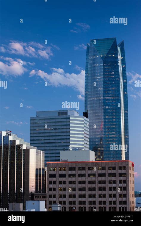 Usa Oklahoma Oklahoma City Elevated City Skyline With Devon Tower At