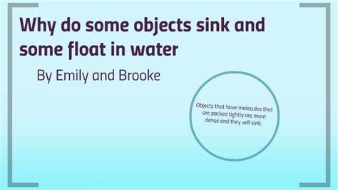 Why Do Some Objects Sink And Float In Water By Emily Gray