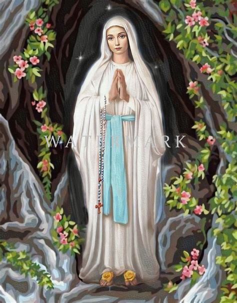 Our Lady Of Lourdes The Most Blessed Virgin Mary Custom Etsy
