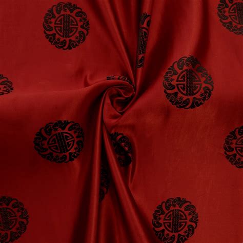 30 Silk Chinese Brocade Fabric Shou Red 10 Yard Bolt