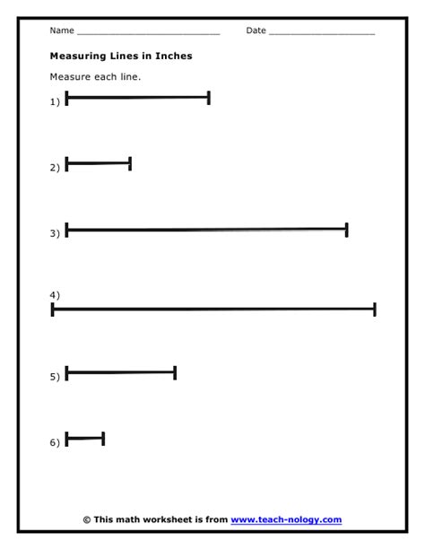 Measuring Worksheet Inches