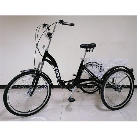 Adults Folding Tricycle In Black 24 Wheels 6 Speed Shimano Gears
