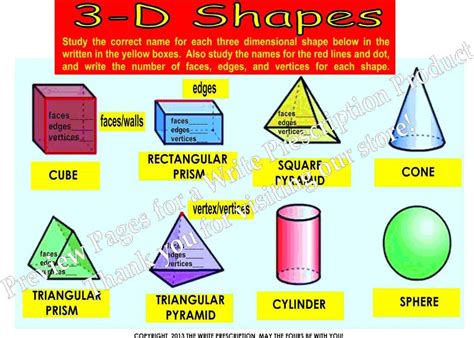 3d Shapes Math Poster 3d Poster Math Poster Posters 3 Dimensional