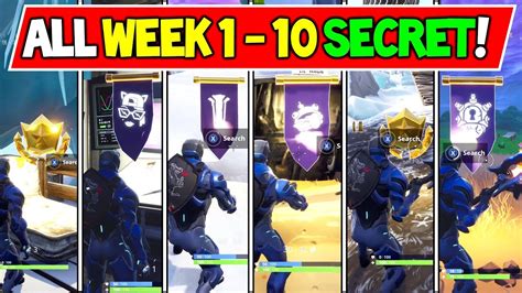 All Secret Battle Star And Banners Locations Week 1 To 10 Fortnite