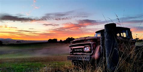 Farm Truck Sunset Farm Trucks Sunset Sunrise