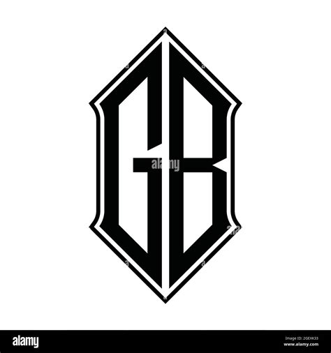 Gb Logo Monogram With Shieldshape And Black Outline Design Template