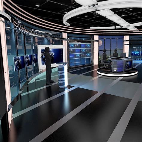 3d Model Tv Virtual Stage News Room Studio 027 Fbx Obj Max 3ds Tv