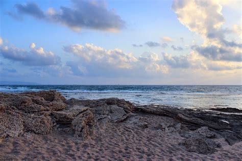 Wallpaper Pemandangan Matahari Terbenam Laut Teluk Batu Pantai