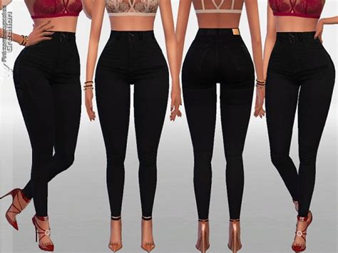 The Sims Resource High Rise Black Denim By Pinkzombiecupcakes Sims 4 Downloads