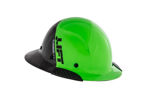 Lift Safety Dax Fifty 50 Green Carbon Fiber Full Brim Hard Hat Head