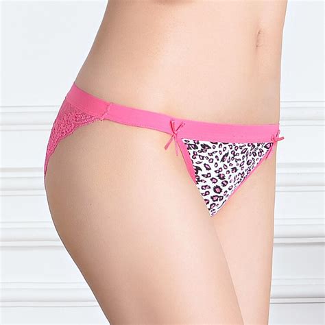 Buy 2014 New Leopard Laced Cotton Bikini Panties Lady Brief Stretch Cotton