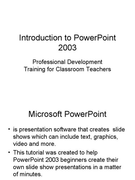 Introduction To Powerpoint 2003 Pdf Microsoft Power Point Point