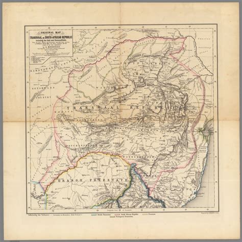 Original Map Of The Transvaal Or South African Republic David Rumsey