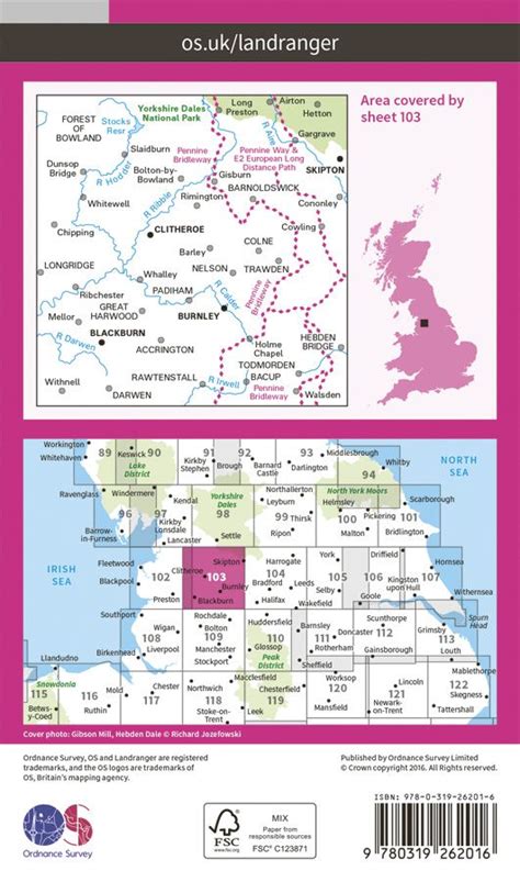 Maps Sports And Outdoors Landranger 103 Os Landranger Map Clitheroe