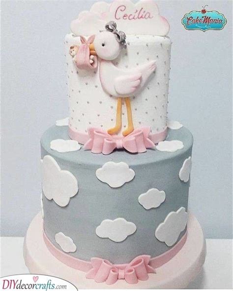 A Baby Bundle Stork Cake Ideas Baby Shower Cakes Baby Cake Shower