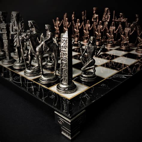 No Board Egyptian Anubis Chess Men Set Black Silver And Gold Games Toys