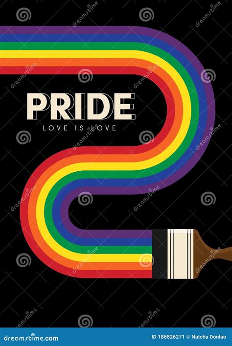 Lgbtq Community Pride Month Poster Design Template Background With Rainbow Flag And Paintbrush