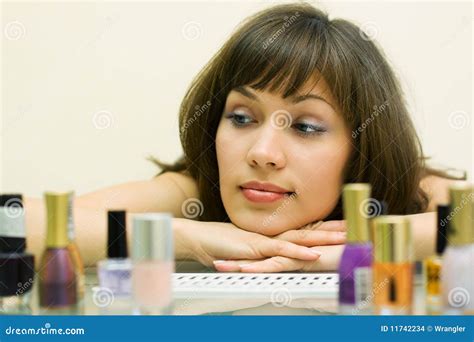 Beautiful Woman With Cosmetics Stock Photo Image Of Female Health