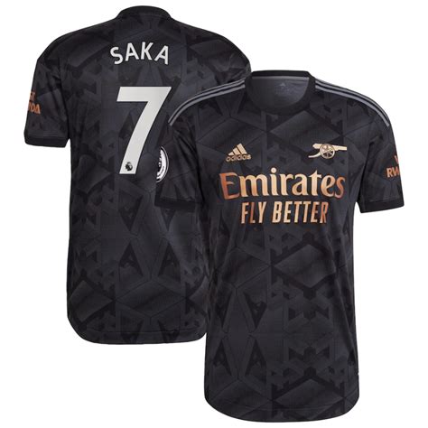 Bukayo Saka Arsenal Shirt 202223 Away Player Jersey Black Jersey Teams